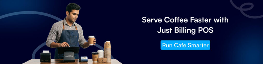 Barista using a POS system.