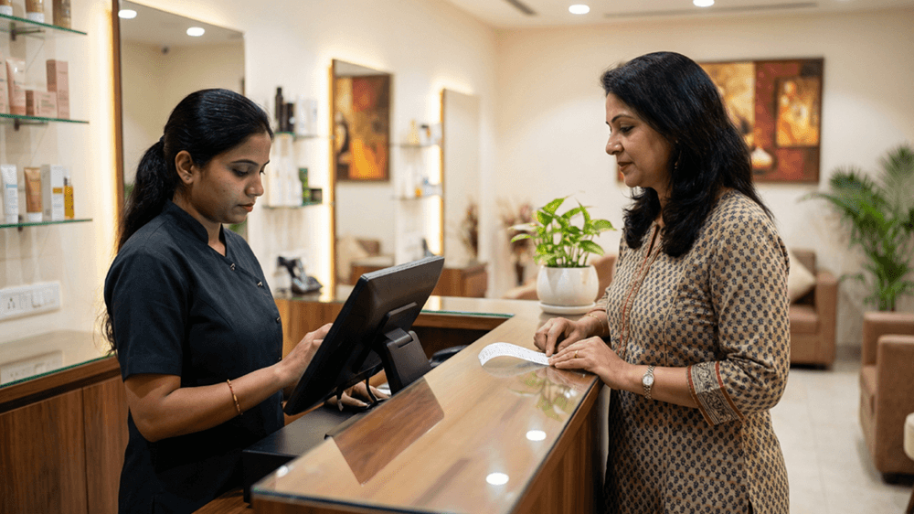 salon tax management, spa GST billing, compliance automation POS, service billing system